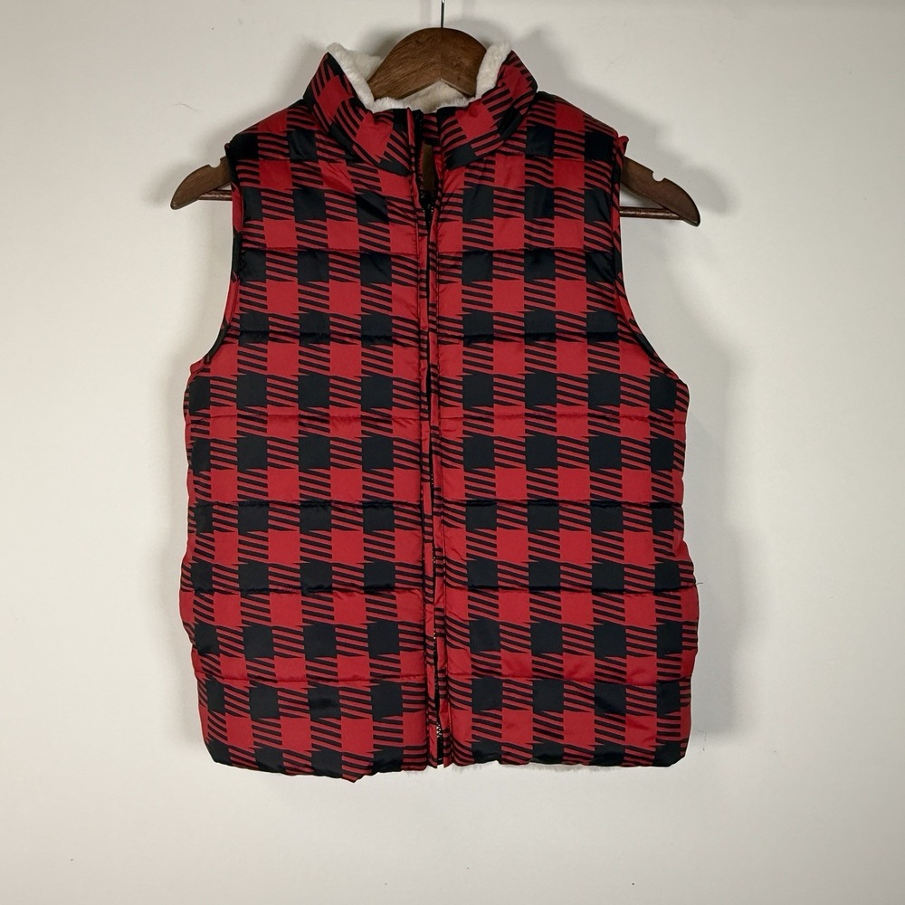 Belk‎ Girls Vest 14 Plaid Red Black NWT Reversible